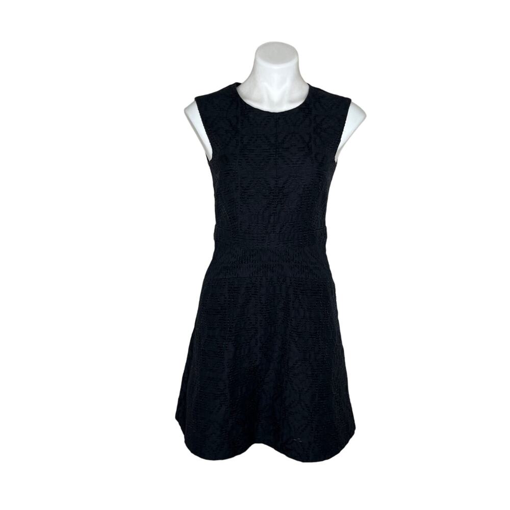 J. Crew Sleeveless Jacquard Eyelet Fit & Flare Dress Black Size 2 #C9228